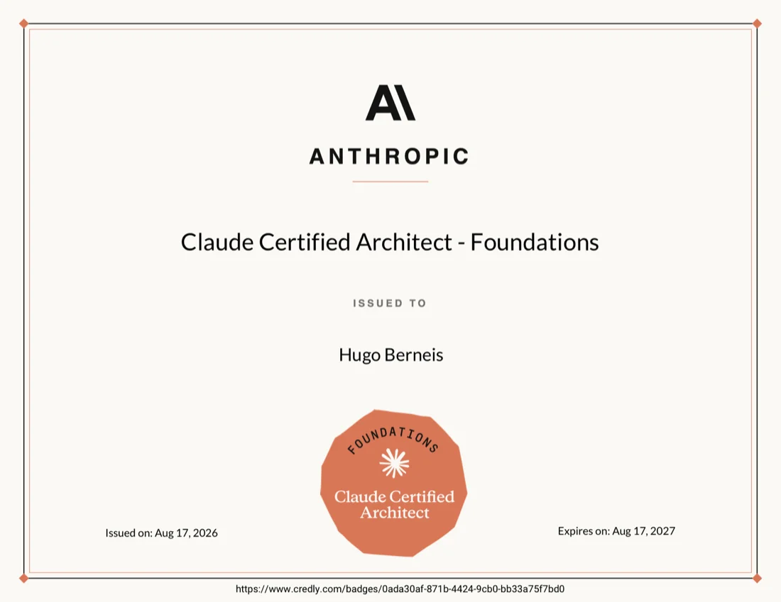 Claude Certified Architect - Foundations certificate